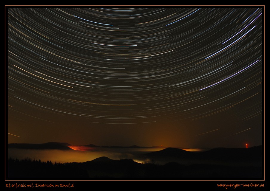 Startrails mit Inversion im Sinntal