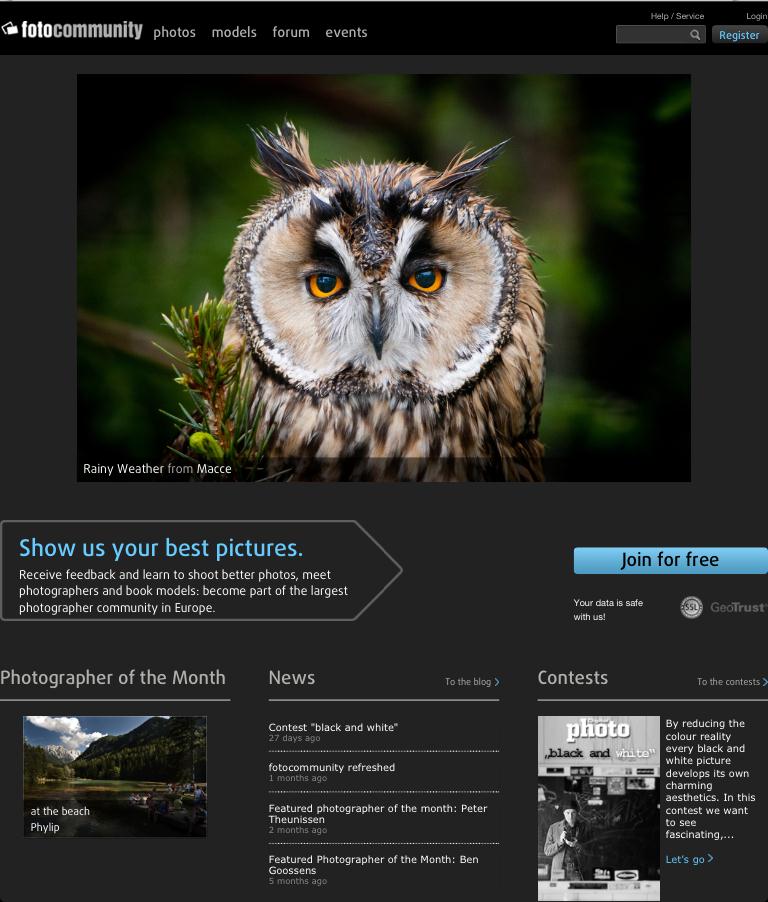 Startseite der englischen fotocommunity