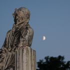 Statue im frühen Mondschein