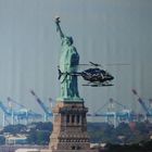 Statue of Liberty greets heli, New York City