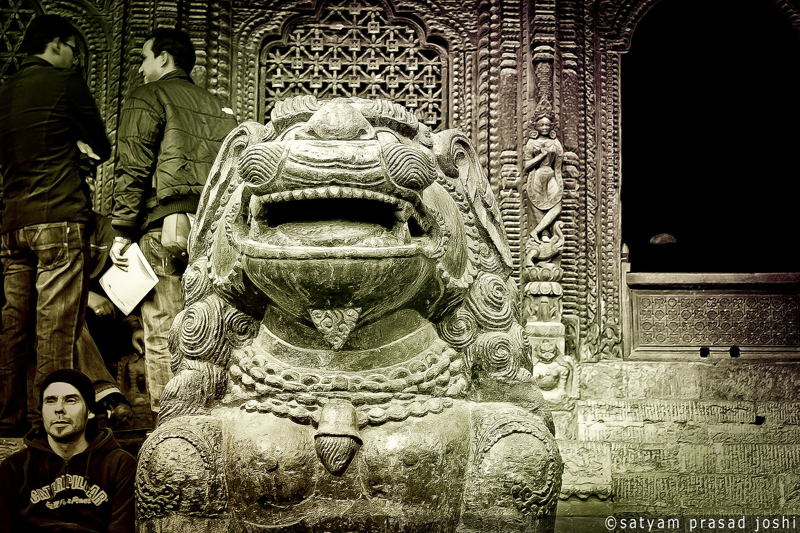 statue stone lion nepal kathmandu