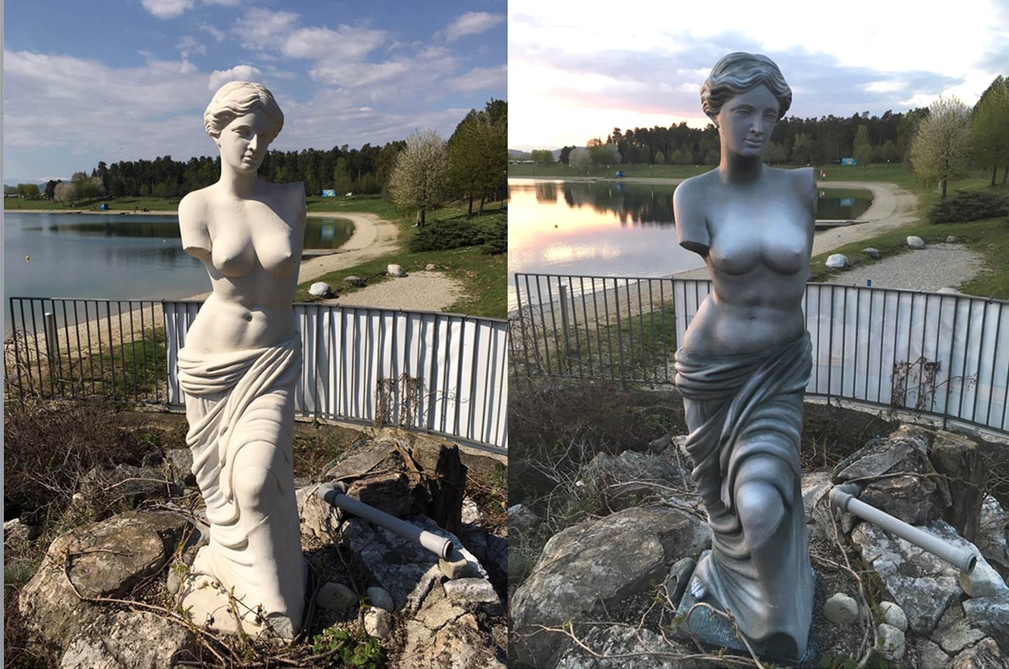 Statue Venus - graffiti art before and after...