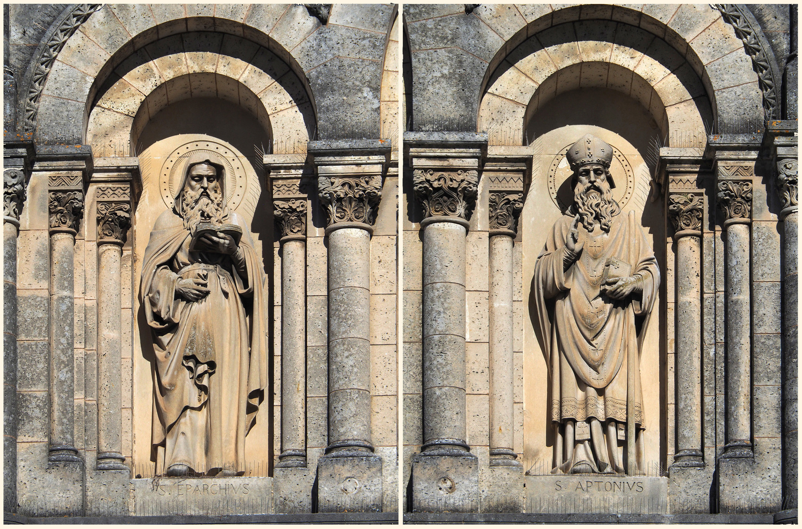 Statues ornant la façade de l’Eglise Saint-Cybard d’Angoulême