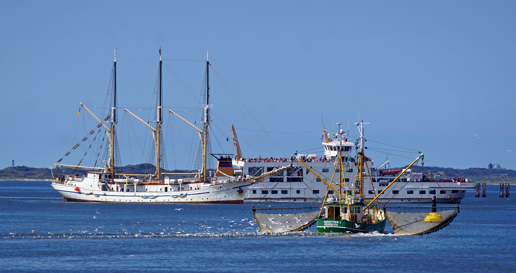 Stau an der Hafeneinfahrt von Norderney