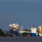  Stau in der Weiche Breiholz. / Kiel-Canal, Germany