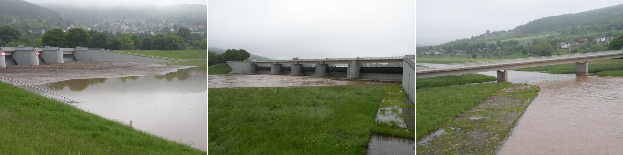 Stauwehr am Leinerückhaltebecken.