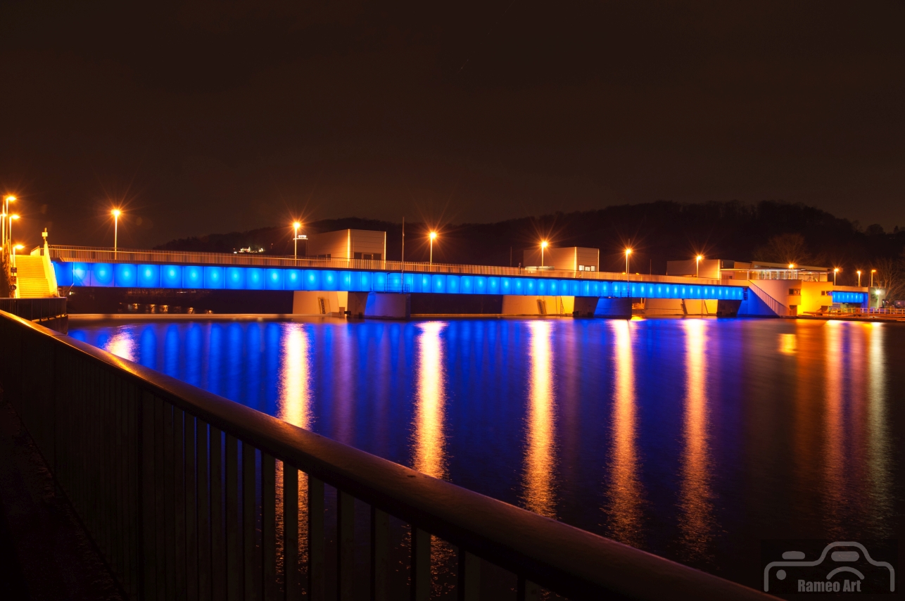 Stauwehr Baldeneysee bei Nacht