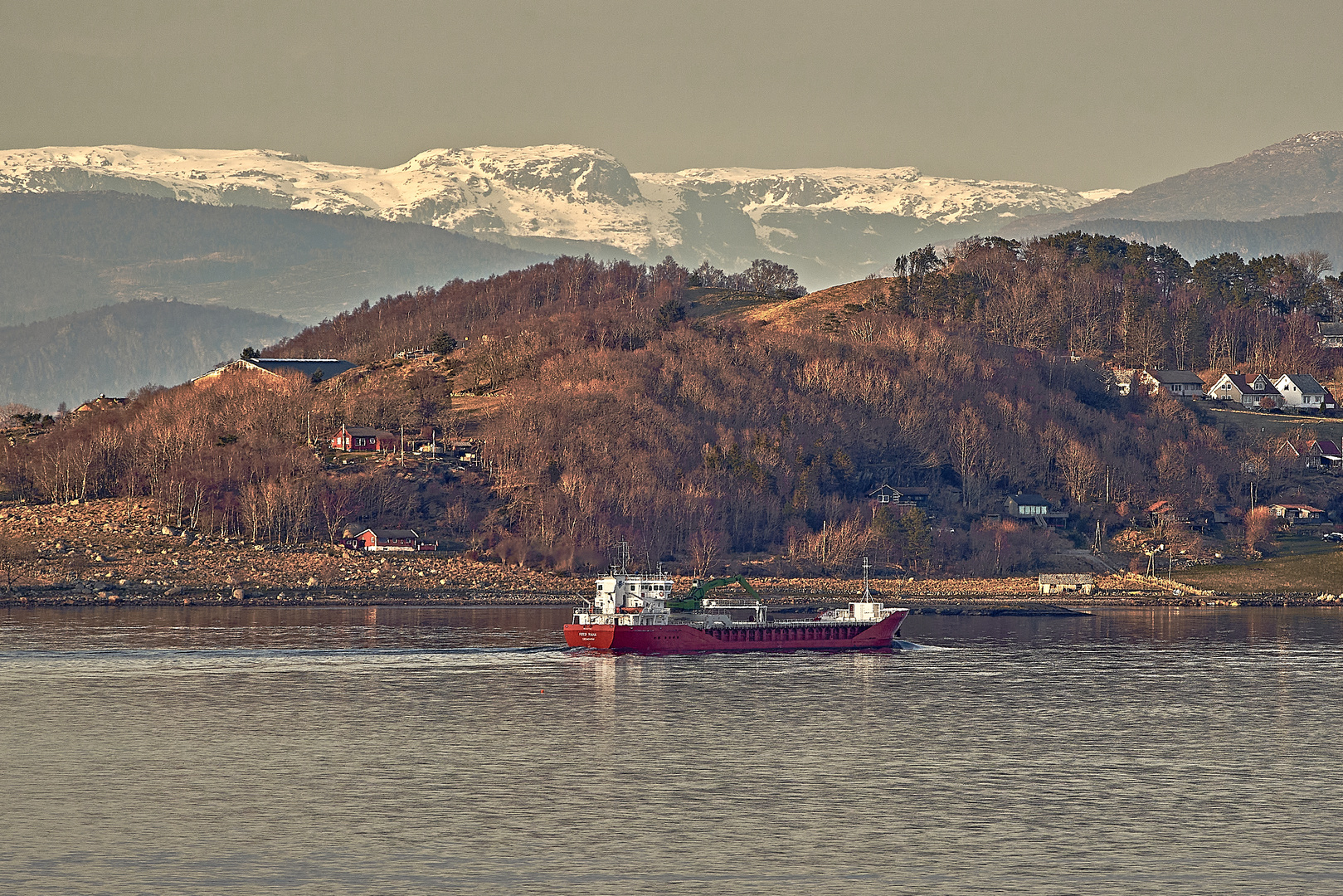 Stavangerfjord Ausfahrt am Abend im April