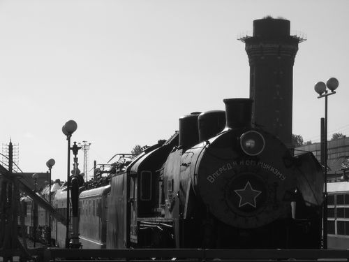 steam locomotive as a symbol of way to the fine future