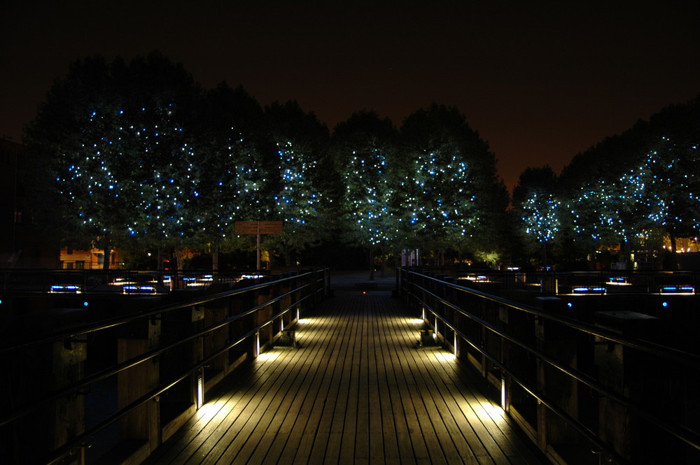 Steg an Gabriels Wharf bei Nacht