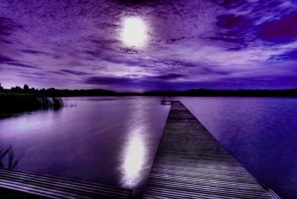 Steg im Mondschein Foto & Bild landschaft, bach, fluss & see, see