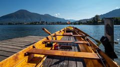 steig ein zu einer Ruderpartie über den Tegernsee