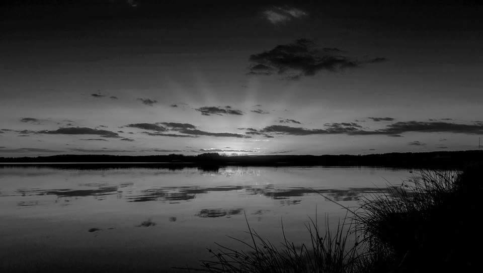 Steinberger See - Abenddämmerung in Schwarz/Weiss