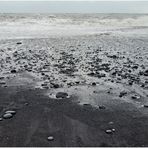 Steine am schwarz-weißen Strand von Reynisvjara (II)