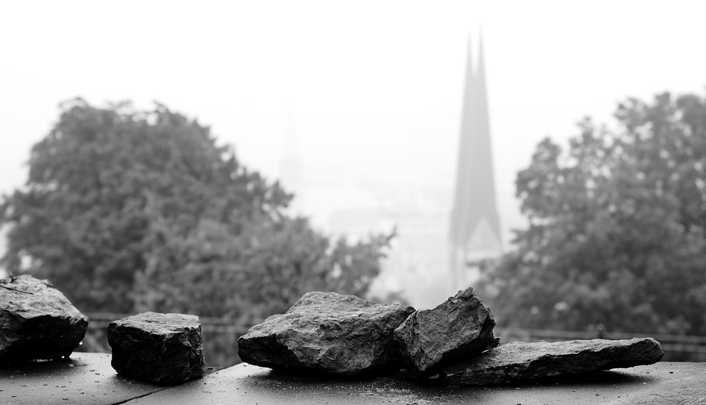 Steine im Regen