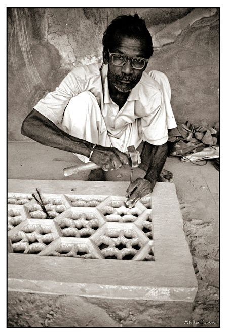 Steinmetz in Agra / Indien