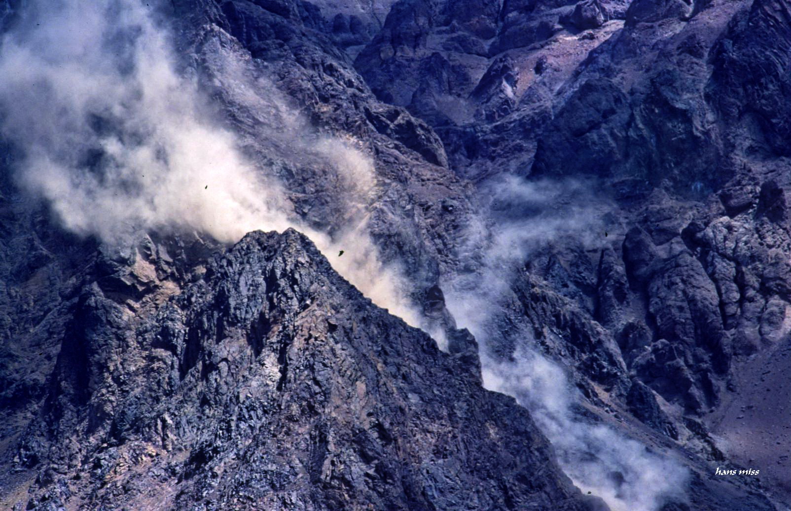 Steinschlag auf der Route zum Aconcagua