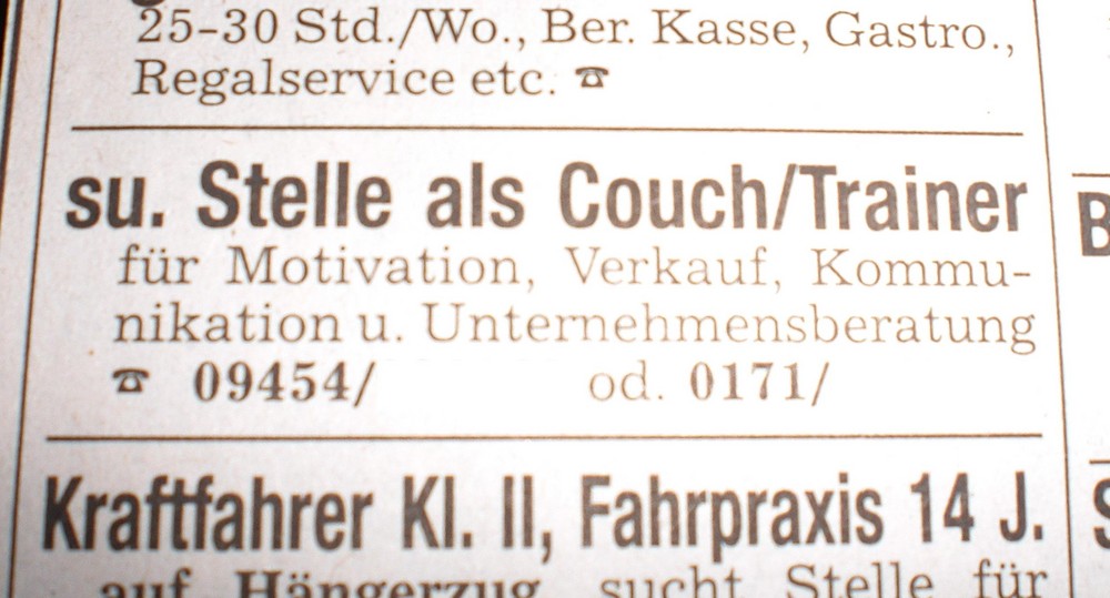 Stellenanzeige eines sportlichen Sofas...