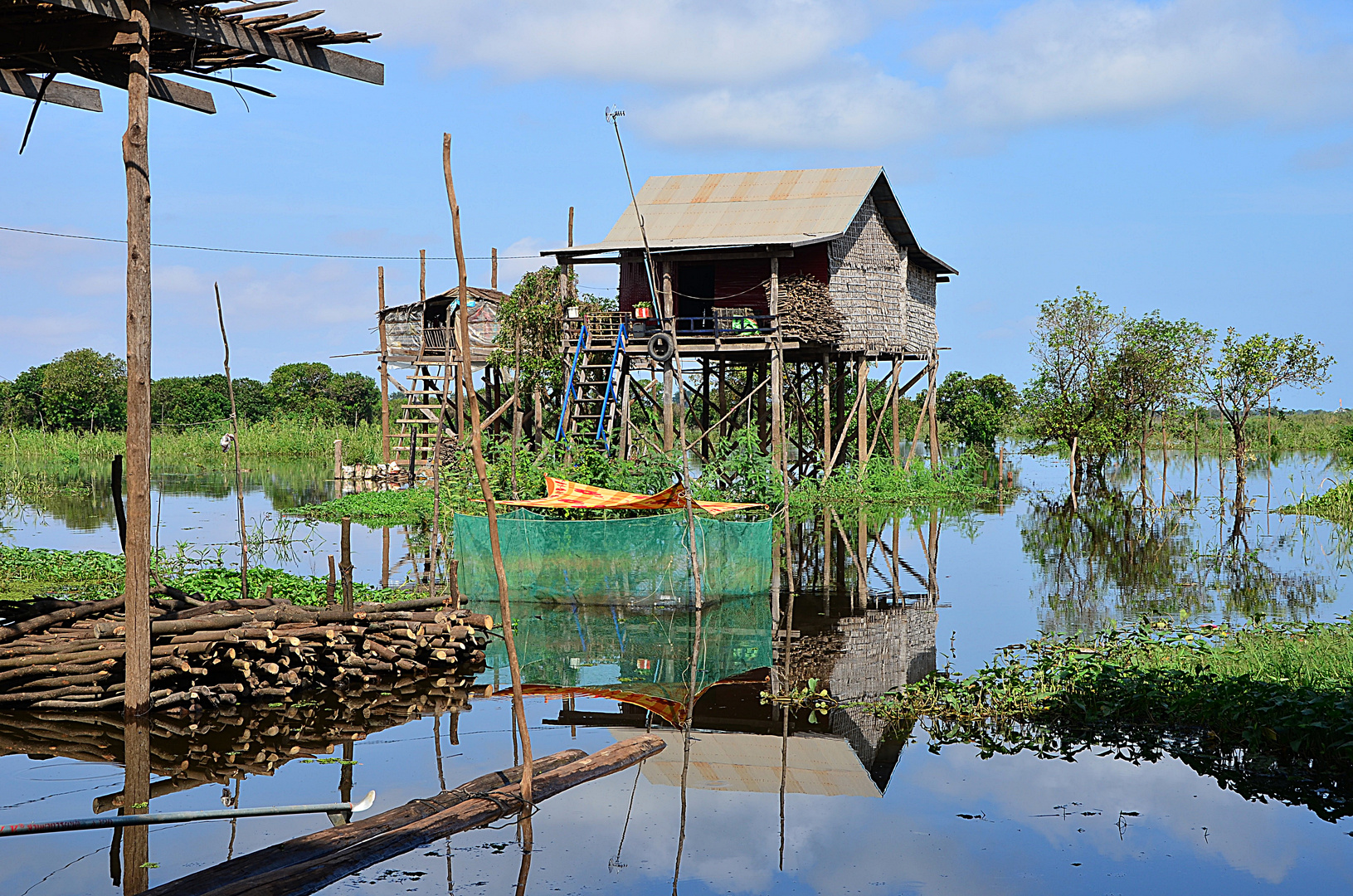 Stelzenhaus beim Tonle Sap See. Siem Reap