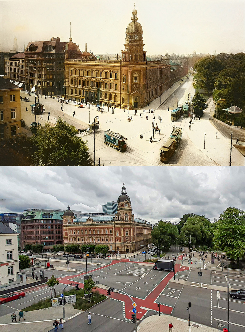 stephansplatz am Dammtor vor der Oberpostdirektion