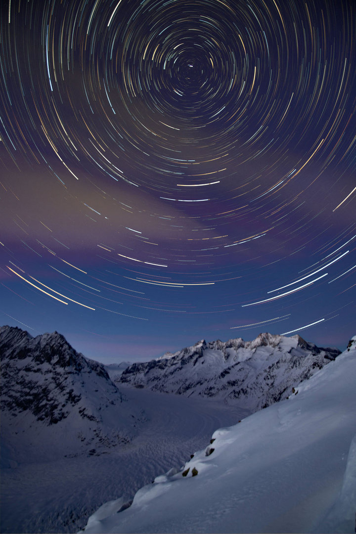 Sternenbild über dem Aletschgletscher