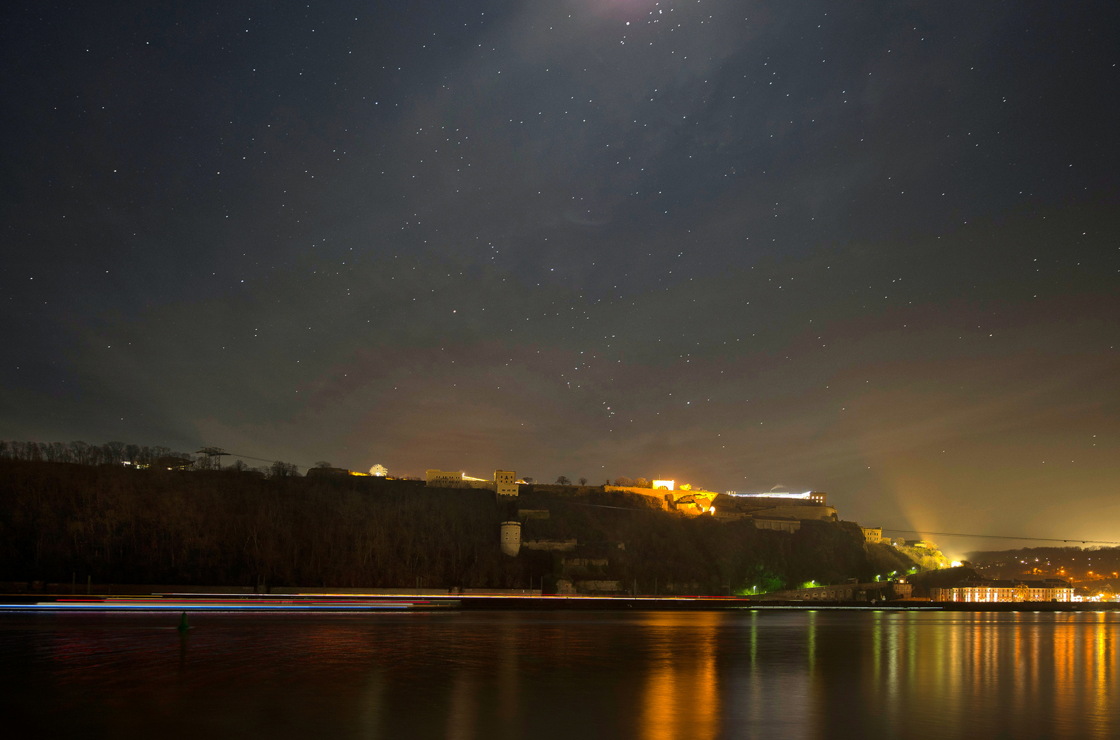 Sternenhimmel über der Festung Ehrenbreitstein, Koblenz