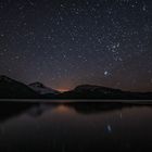 Sternenhimmel über der Laguna Ilon mit dem Cerro Tronador in der Nähe von Pampa Linda