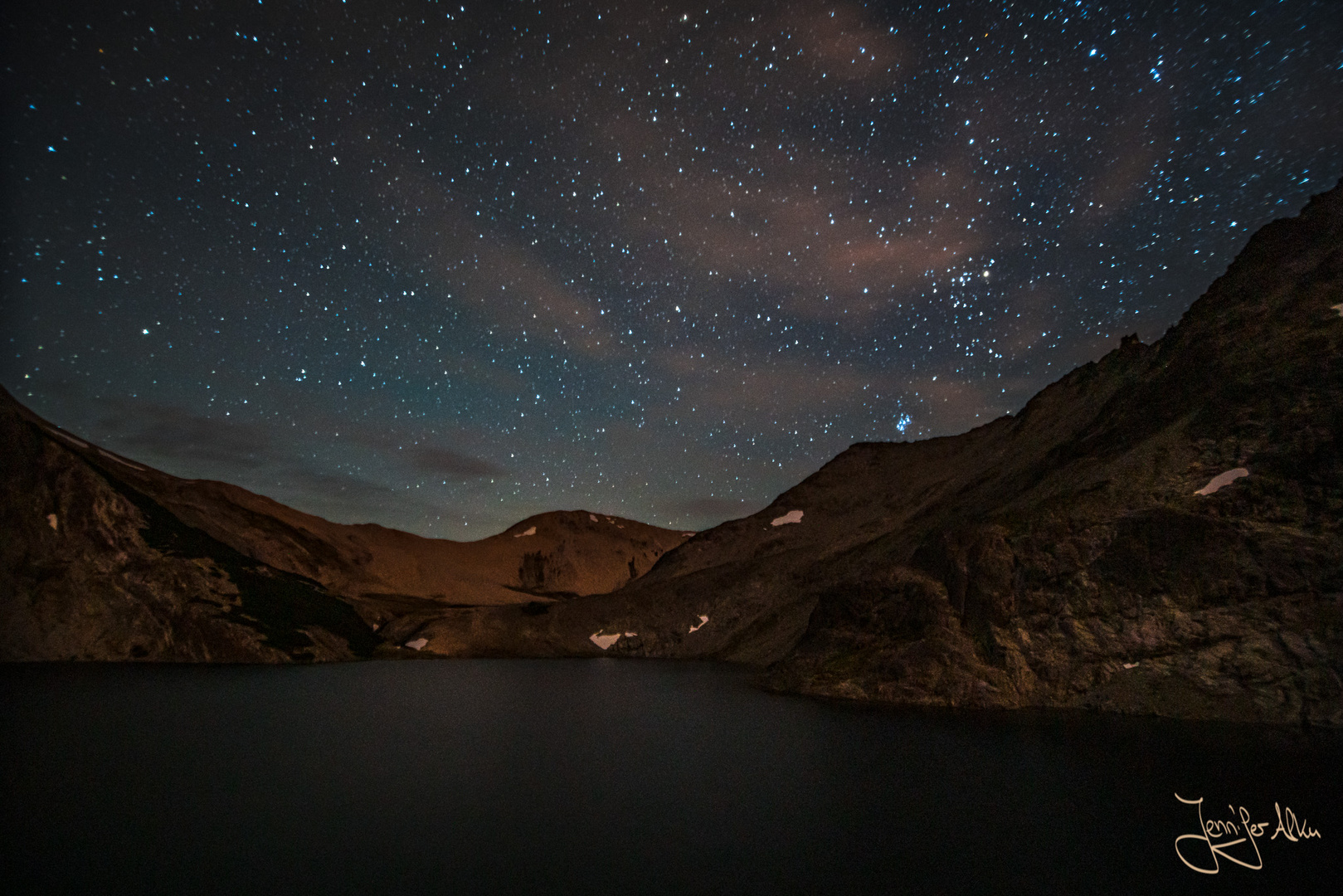 Sternenhimmel über der Laguna Negra in der Nähe von Bariloche 
