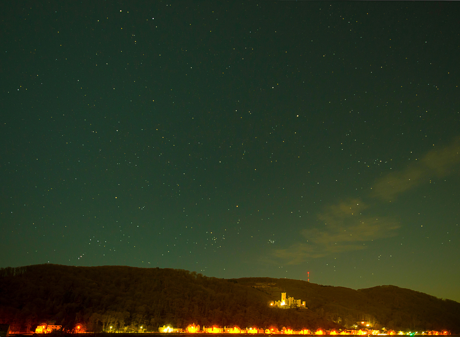 Sternenhimmel über Stolzenfels am Rhein