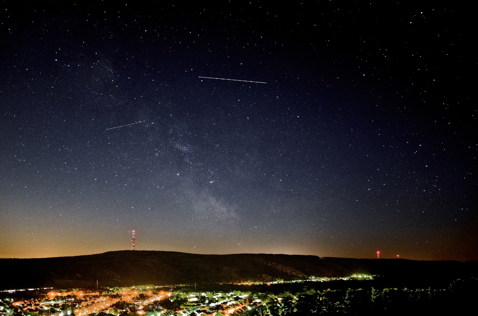 Sternenklare Nacht, untere Mosel, Koblenz-Güls