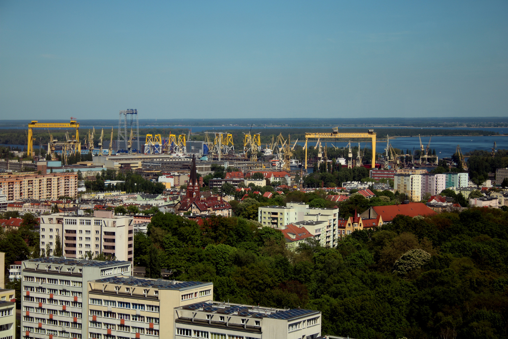 Stettin - Blick vom 'Cafe 22' Richtung Hafen