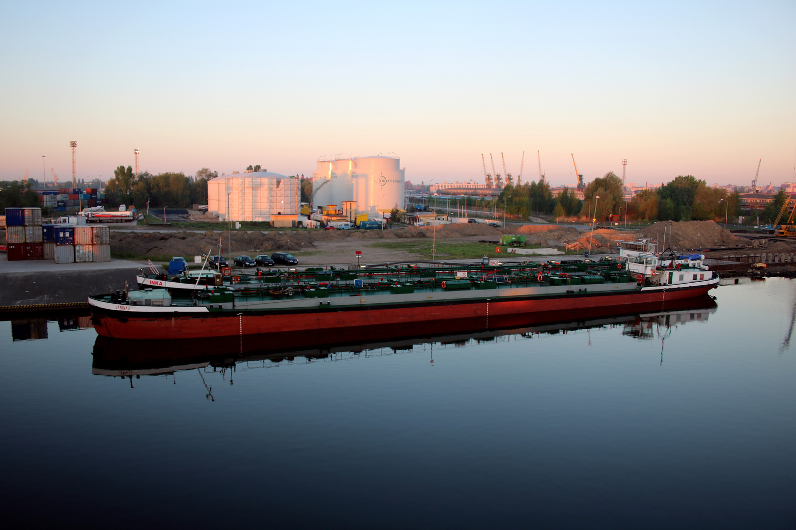 Stettin - Hafen bei Sonnenaufgang