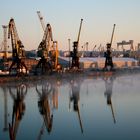 Stettin - Hafenanlagen bei Sonnenaufgang