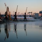 Stettin - Hafenanlagen bei Sonnenaufgang