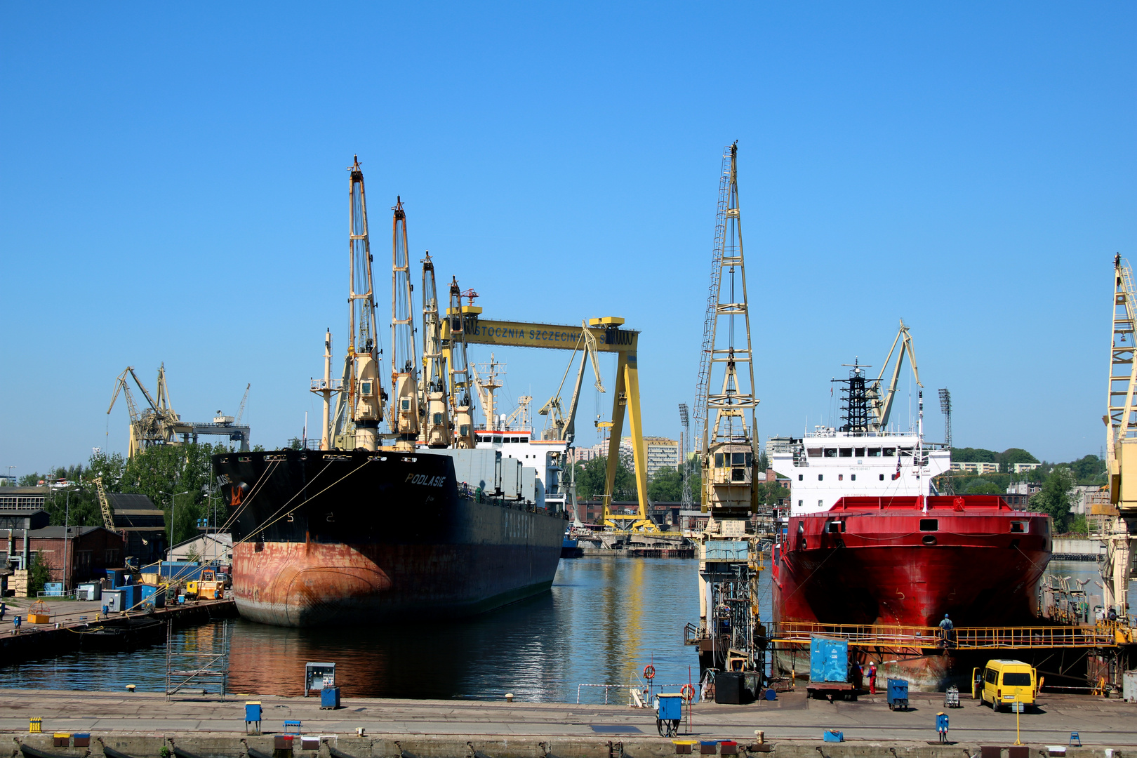 Stettin - Hafenanlagen und Werftbetrieb...