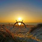 Steuerrad am Strand