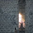 Stiftskirche Laufen/Salzach, von der Abendsonne beleuchtet