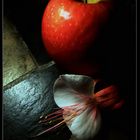 Still-life V (Apple and dead flower)