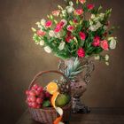 Still life with bouquet and fruits