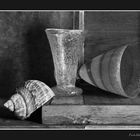 Still life with glasses and seashell