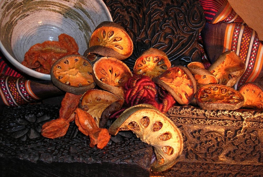 Still life with orange dried fruits