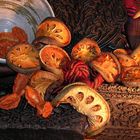 Still life with orange dried fruits