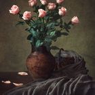 Still life with pink roses