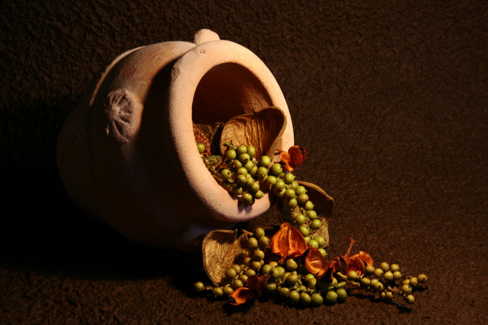 Still life with Terracotta Jar and dried fruit