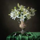 Still life with white lilly bouquet