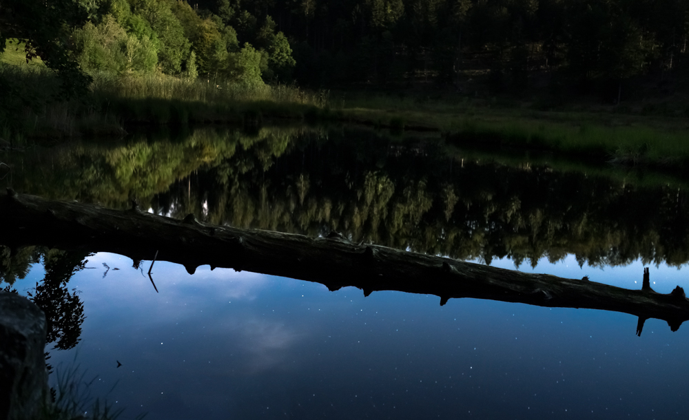 still ruht der See, Sterne funkeln am Firmament,  fahl beleuchtet der Mond den Wald