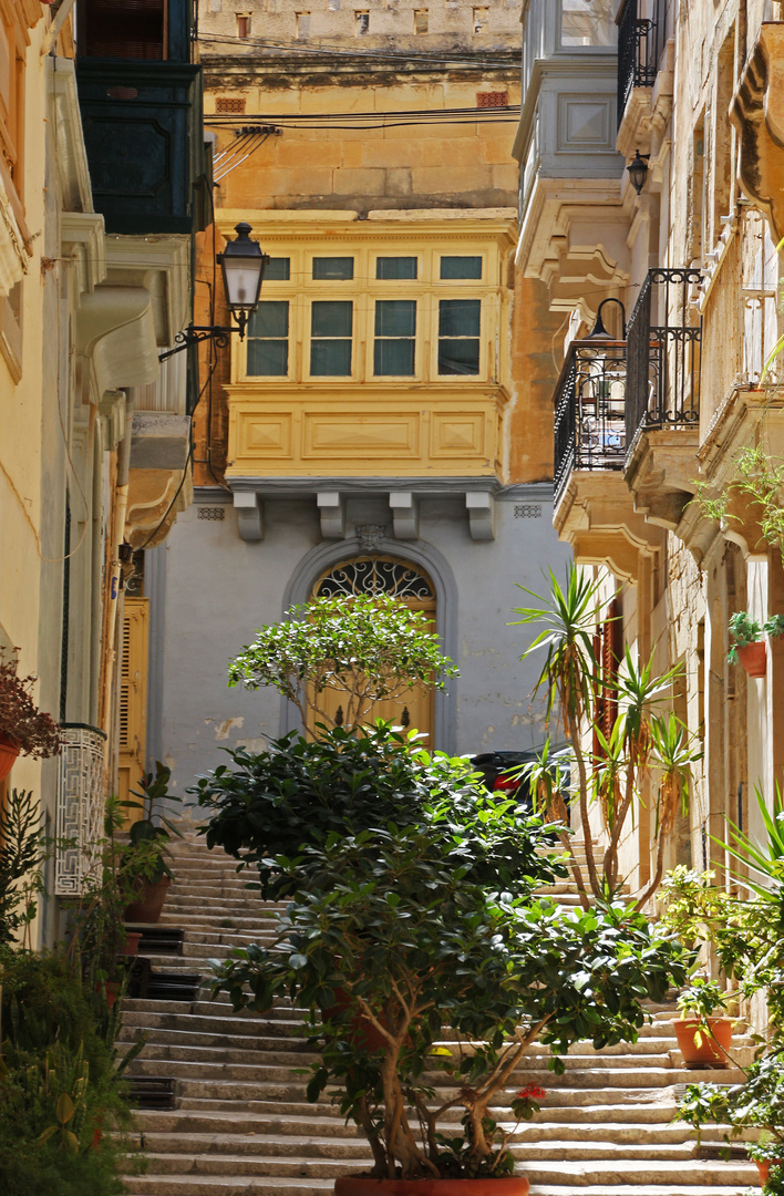 Stille Gasse schön begrünt auf Malta