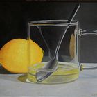 Stillleben - Zitronentee mit wasserlöslichen Ölfarben gemalt