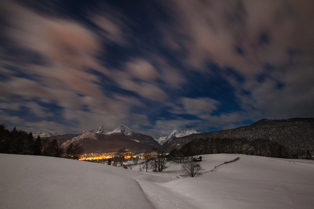 Stimmungsvolle Nacht übern Watzmann Foto & Bild landschaft, berge, natur Bilder auf