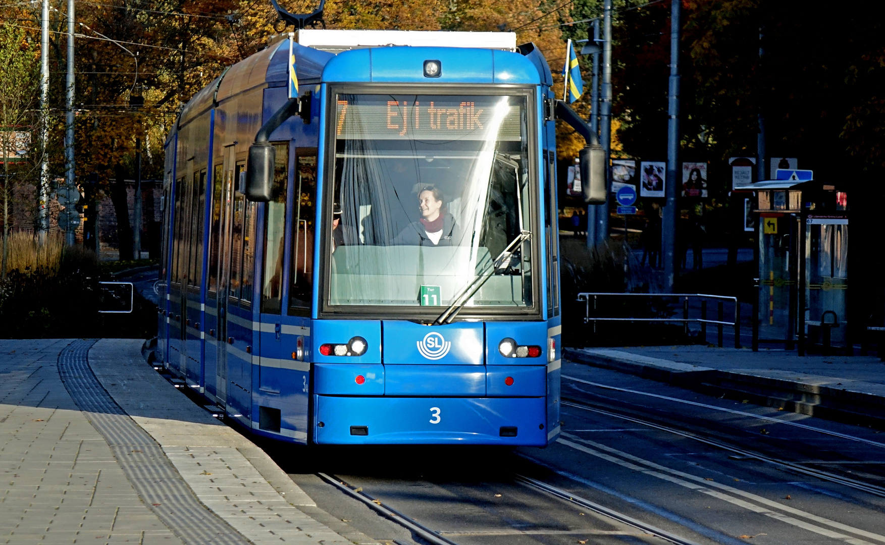 Stockholm, SL-Tram Linie 7 auf Djurgarden